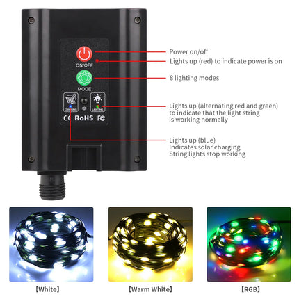 LumiSol ProLine | Solar String Lights 100M with Ultra-Bright LEDs | 8 Modes & Remote Control for Year-Round Outdoor Use 3