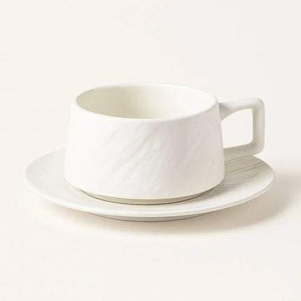 Ceramic Coffee Cups with Saucer, Rock Textured Porcelain Tea Cup for Coffee and Tea – image 5