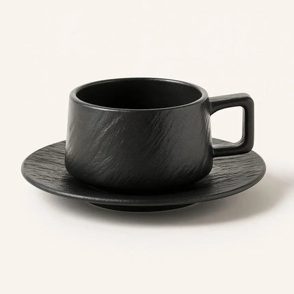 Ceramic Coffee Cups with Saucer, Espresso Cup and Saucer Set, Rock Textured Porcelain Tea Cup for Coffee and Tea