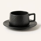 Ceramic Coffee Cups with Saucer, Espresso Cup and Saucer Set, Rock Textured Porcelain Tea Cup for Coffee and Tea