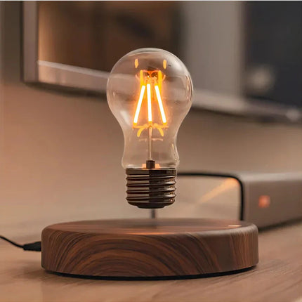 Luminous | Floating Light Bulb with Walnut Wood Base & Magnetic Levitation | Unique Home Decor for Enchanting Ambiance 0