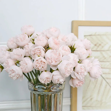 Luna Peony Bouquet | Realistic Silk Flower Arrangement, 27 Heads in Various Colors 5