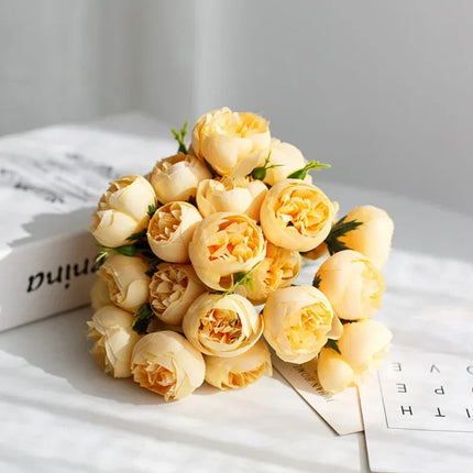 Luna Peony Bouquet | Realistic Silk Flower Arrangement, 27 Heads in Various Colors 7