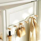 Over the Door Hanger Rack, Over the Door Hooks with 6 Curved Wooden Hooks, Space Saving Hanging Rack for Standard Doors