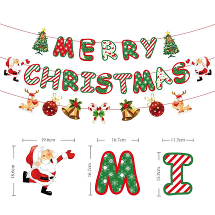 Christmas Garland, Merry Christmas Banner with Glitter Letters – image 5
