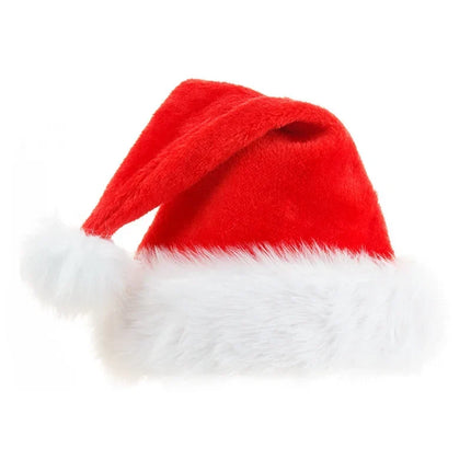 Red Santa Hat with Faux Fur Trim, Christmas Hat for Adults and Children, Soft Fleece Santa Claus Hat