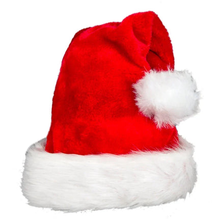 Red Santa Hat with Faux Fur Trim, Christmas Hat for Adults and Children