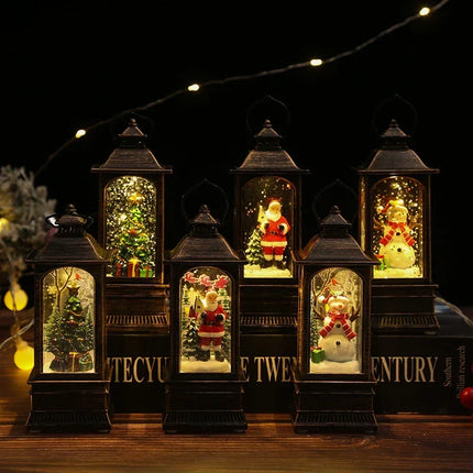 Decorative Lantern with Snowman Scene and LED Light, Christmas Tabletop Decor and Centerpiece, Christmas Decorations Indoor