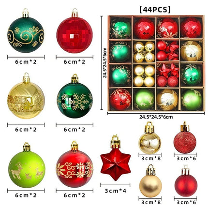 Christmas Ornaments 44 Piece Set, Christmas Tree Decorations with Hanging Loops – image 10