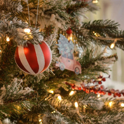 Christmas Ornaments Shatterproof, Red and White Striped Christmas Tree Ornaments, Christmas Decor for Indoor and Outdoor