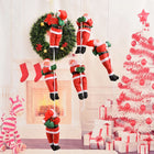 Climbing Santa Claus Figure 12 Inch, Outdoor Christmas Decorations with Mounting Fixtures, Christmas Door Decorations