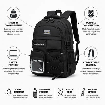 Durable Backpack, Multi Compartment School Backpacks with Padded Straps – image 4