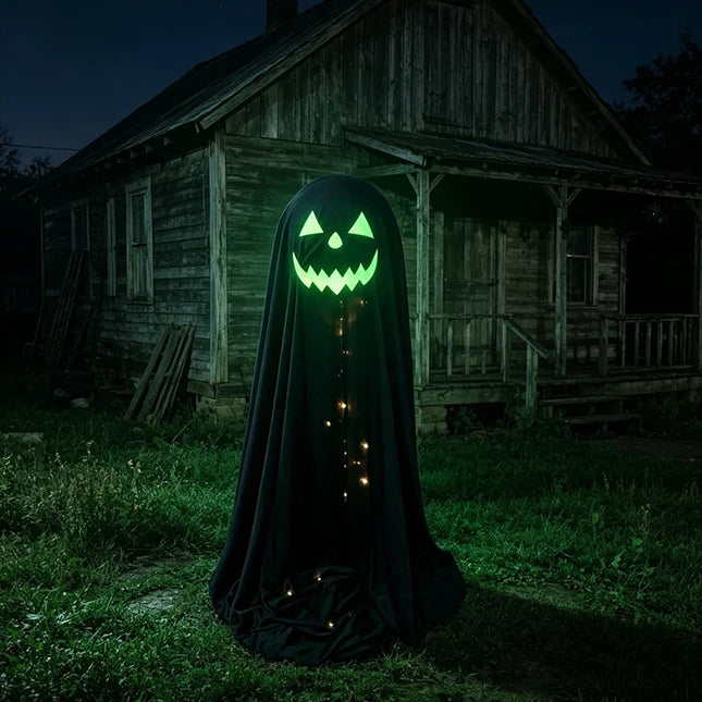 Smiling Ghost Halloween Decorations Outdoor, Black Halloween Ghost with Glowing Eyes, Halloween Party Decor_06