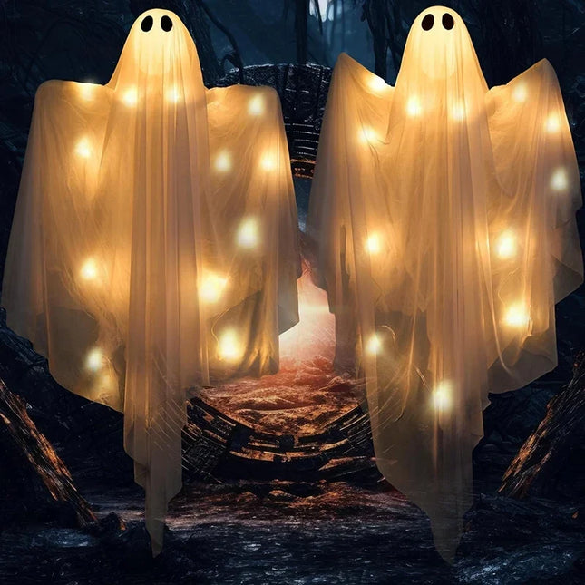 LED Ghost Hanging Halloween Decorations 47 Inch, Lighted Ghost for Outdoor Halloween Decor, Halloween Party Decor_01