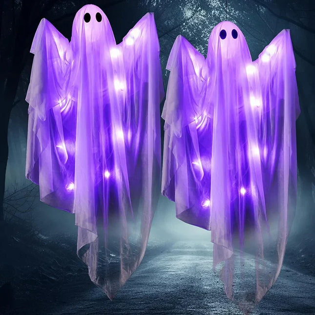 LED Ghost Hanging Halloween Decorations 47 Inch, Lighted Ghost for Outdoor Halloween Decor, Halloween Party Decor_03