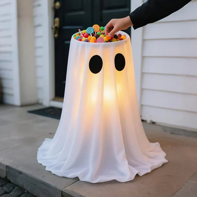 Halloween Ghost Light LED, Outdoor Halloween Decorations, Halloween Party Decor with Fillable Ghost Candy Holder