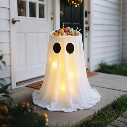 Halloween Ghost Light LED, Halloween Party Decor with Fillable Ghost Candy Holder