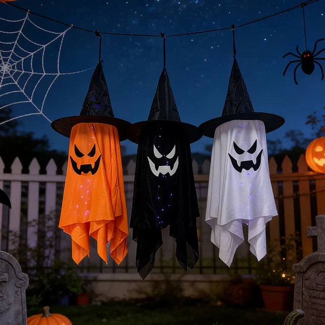 Transparent Ghost Halloween Decorations, Hanging Spooky Ghost 39 Inch with LED Lights, Halloween Party Decor Outdoor_01