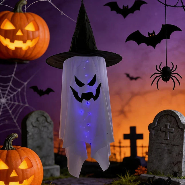 Transparent Ghost Halloween Decorations, Hanging Spooky Ghost 39 Inch with LED Lights, Halloween Party Decor Outdoor_06
