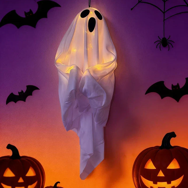 Floating Ghost Hanging Halloween Decorations, Hanging Ghost with Warm White LED Lights, Halloween Party Decor for Tree_01