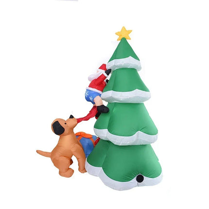 Inflatable Christmas Tree with Lights, Christmas Inflatables with Blower, Santa and Dog Outdoor Christmas Decorations