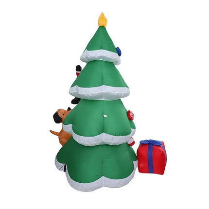 Inflatable Christmas Tree with Lights, Santa and Dog Outdoor Christmas Decorations