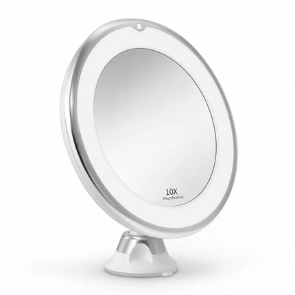 Vanity Mirror with Lights, 10x Magnifying Makeup Mirror with Suction Cup, Portable LED Makeup Mirror with 360 Rotation