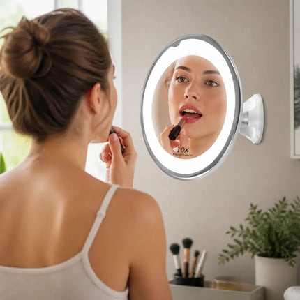 Vanity Mirror with Lights, 10x Magnifying Makeup Mirror with Suction Cup