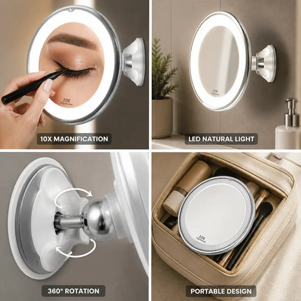 Vanity Mirror with Lights, Portable LED Makeup Mirror with 360 Rotation