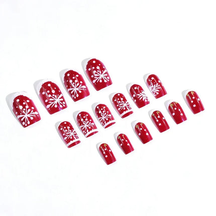 Nail Art Kit for Christmas Nails, Festive Nails with Hand Painted Snowflakes