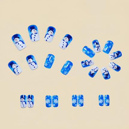 Christmas Nails, Festive Nails with Hand Painted Snowman Designs, Glossy Winter Nail Art, Christmas Nail Designs