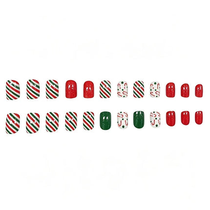 Christmas Nails, Festive Nails with Candy Canes and Sparkling Stripes