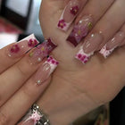 Nail Art Set, Gel Nails with Floral Designs, Glossy Nails, Elegant Nails, Floral Nail Art for Home or Salon