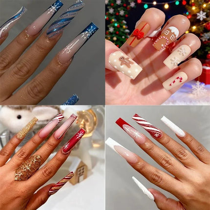 Christmas Nail Art Strips with Snowflakes and Ornaments, Holiday Nail Art for Christmas Nails at Home