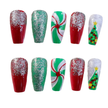 Christmas Nails, Festive Nails with Glitter and Tree Designs – image 5