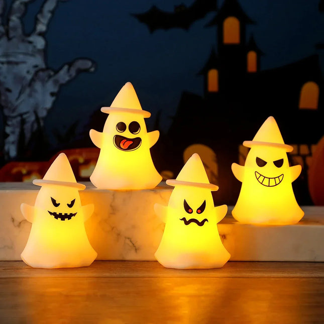 Night Light Ghost with Hat, Halloween Night Light in Warm White with On Off Switch, Spooky Halloween Decorations Indoor_01