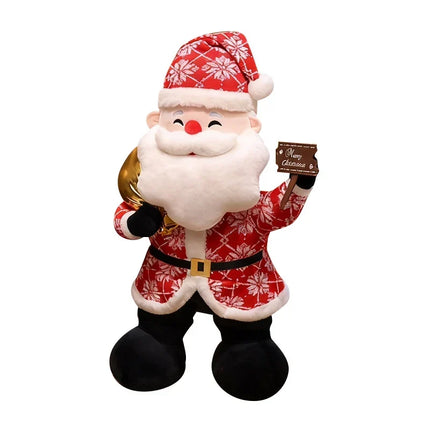 Santa Claus Figure with Weighted Base, Christmas Reindeer Plush, Outdoor Christmas Decorations, Indoor Christmas Decor