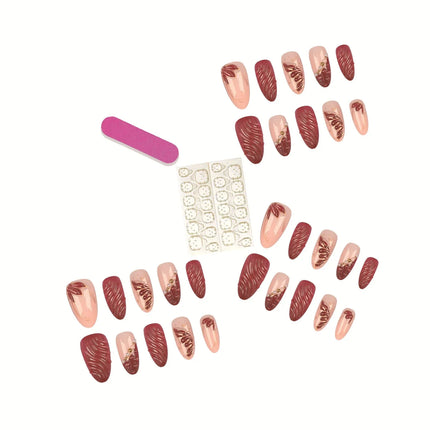 Nail Art Set, Press On Nails with Adhesive, Long Lasting Fake Nails – image 5