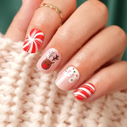 Christmas Nails Press On, No Glue Festive Nails with Reindeer – image 20