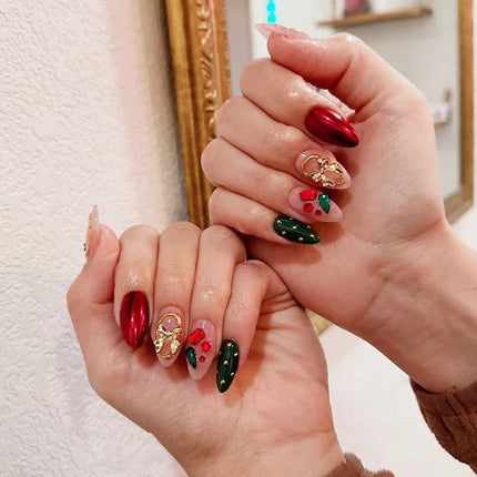 Festive Nails Press On, 24 Fake Nails in Various Sizes