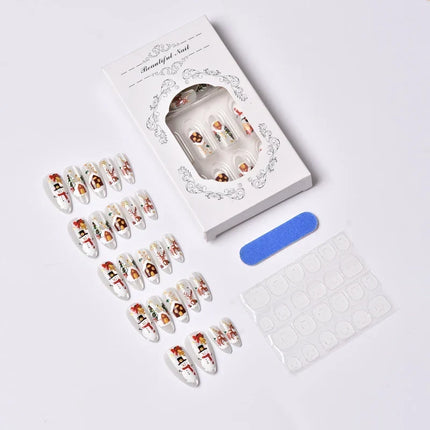 Christmas Nails Press On, Peel and Stick Reusable Fake Nails with Snowmen