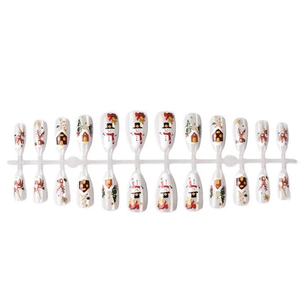 Festive Nails with Christmas Nail Designs, Peel and Stick Reusable Fake Nails with Snowmen – image 5