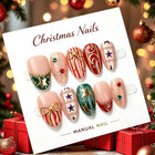 Christmas Nails Press On, Star Nails with Bow and Ornament Designs
