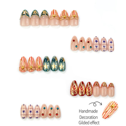 Christmas Nails Press On, Reusable Festive Nails