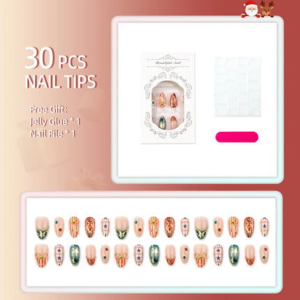 Reusable Star Nails with Bows and Ornaments, Christmas Nails Press On – image 4
