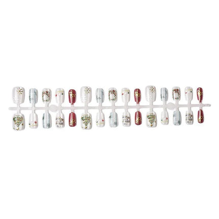 Christmas Nails Press On, Snowflake Nails with Ornament Designs, Festive Nails in Multiple Sizes, Holiday Nail Art