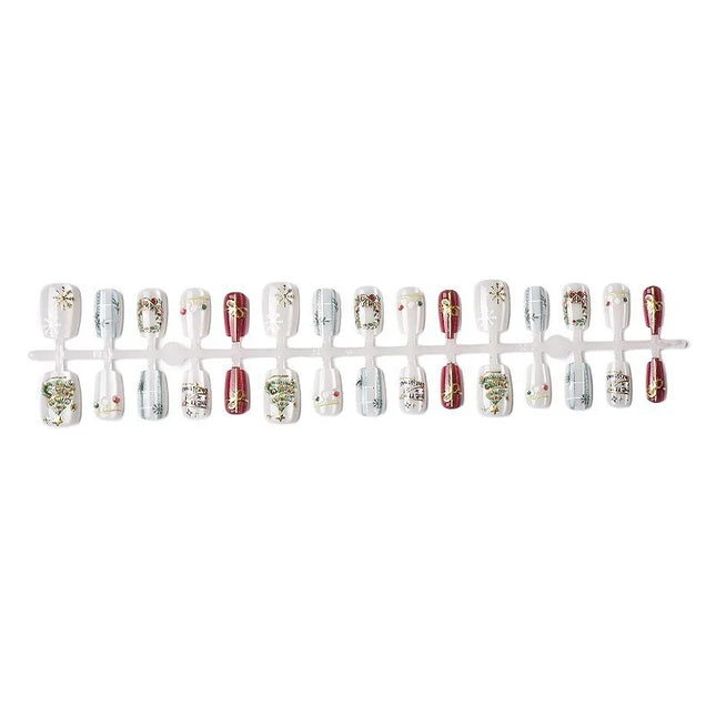 Christmas Nails Press On, Snowflake Nails with Ornament Designs, Festive Nails in Multiple Sizes, Holiday Nail Art