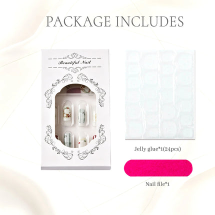 Christmas Nails Press On, Snowflake Nails with Ornament Designs