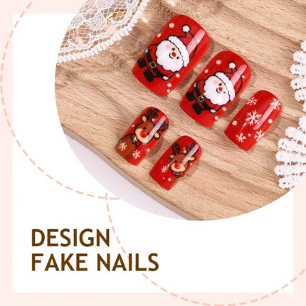 Adhesive Press On Nails for Christmas, Winter Nail Art