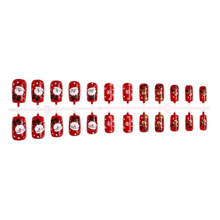 Adhesive Press On Nails for Christmas, Festive Nails with Santa and Snowflakes – image 4